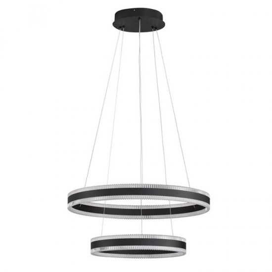 Suspensie Nova Luce Alaro, negru mat, LED, 69W, 4565 lumeni, alb cald 3000K, D.60 cm, 9019728