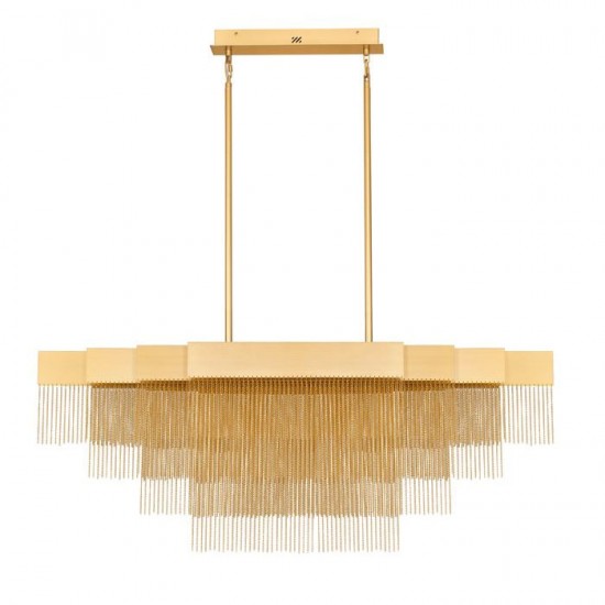 Suspensie Nova Luce Revia, auriu periat, LED, 46W, 1654 lumeni, alb cald 3000K, L.120 cm, 9186997