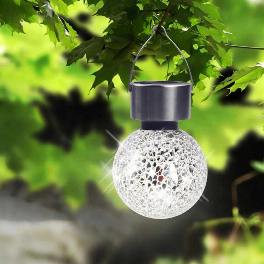 Lampă solară - Art. 33056, Globo, Crom/Transparent