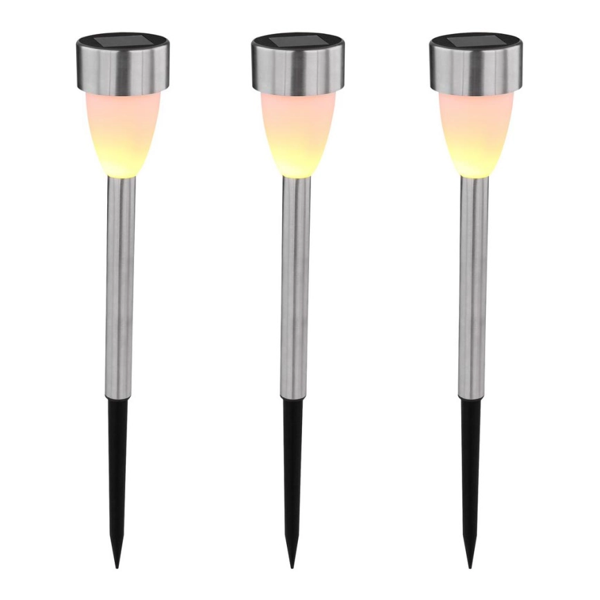 Set 3 stâlpi solari pichet - Art. 33576-3, Globo, Crom