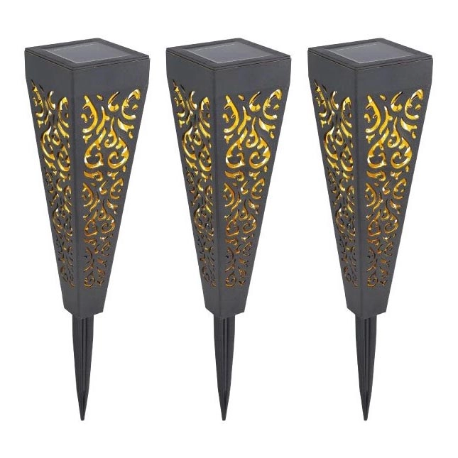 Set 3 stâlpi solari pichet - Art. 33578-3, Globo, Alb/Negru