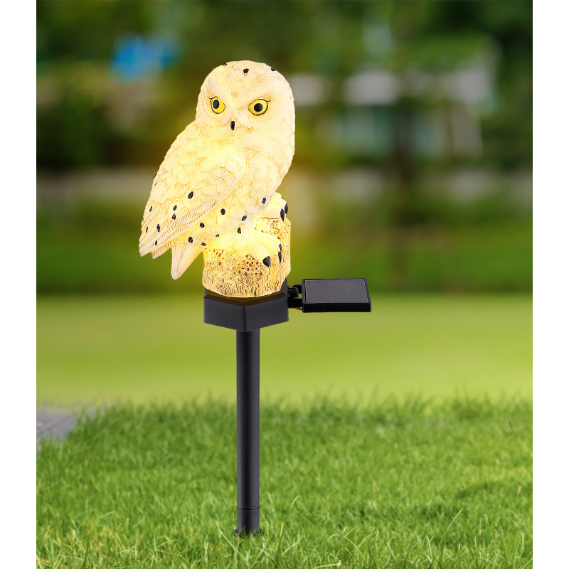 Lampă solară pichet bufniță - Art. 33874, Globo, Alb/Negru/Maro