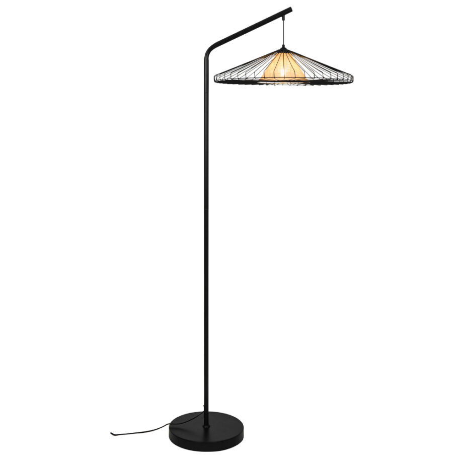 Lampadar de interior Mona - Art. 4317100, Viokef, Negru/Bej