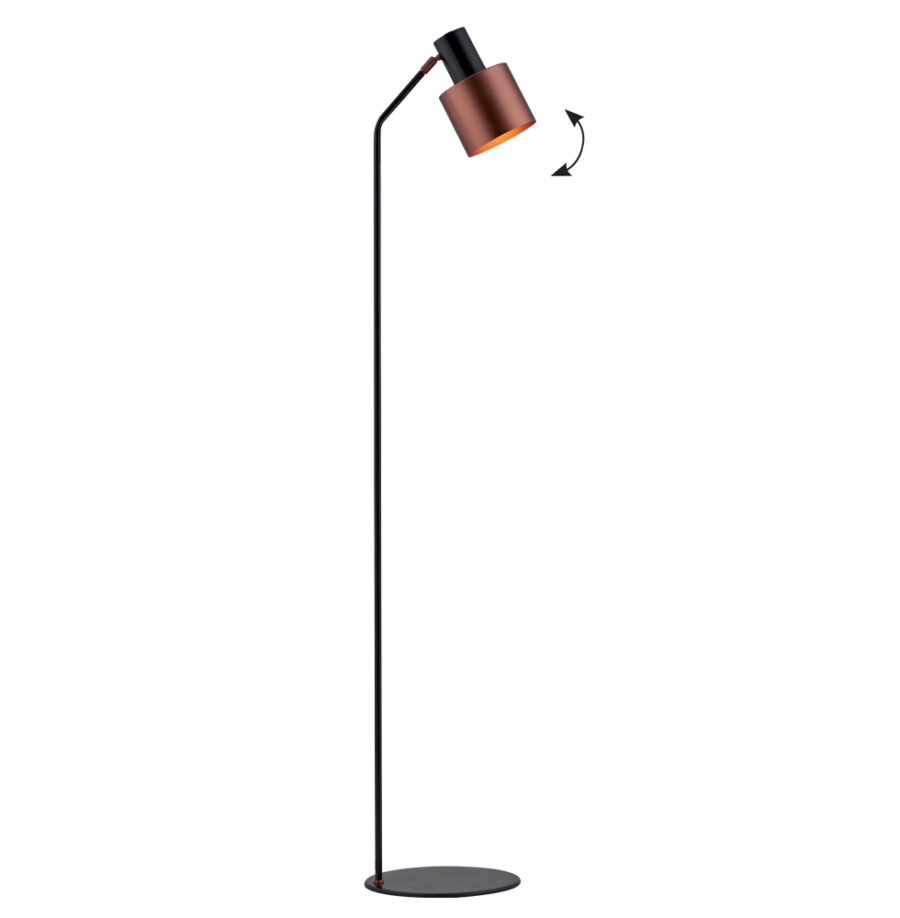 Lampadar de interior Dexter - Art. 4216100, Viokef, Negru/Cupru