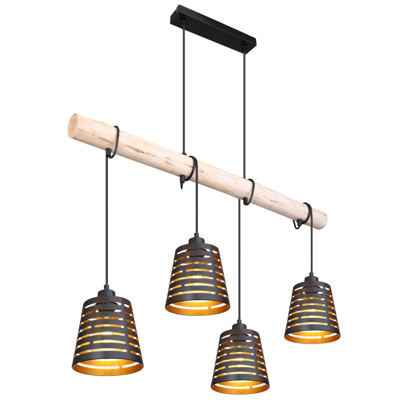 Suspensie de interior ABLONA - Art. 15451-4H, Globo, Negru/Auriu