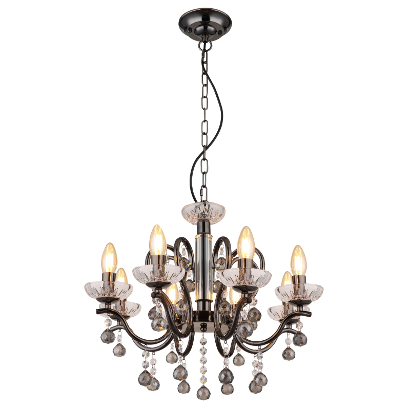 Candelabru de interior CAMILA - Art. 64134-8, Globo, Crom/Fumuriu