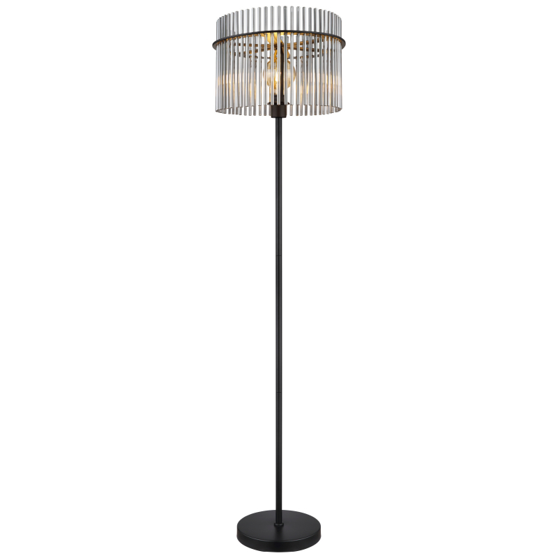 Lampadar de interior GORLEY - Art. 15698S, Globo, Negru/Fumuriu