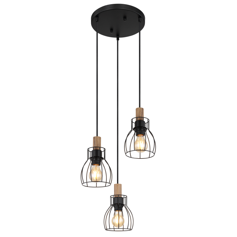 Suspensie de interior MINA - Art. 15326-3H1, Globo, Negru/Maro