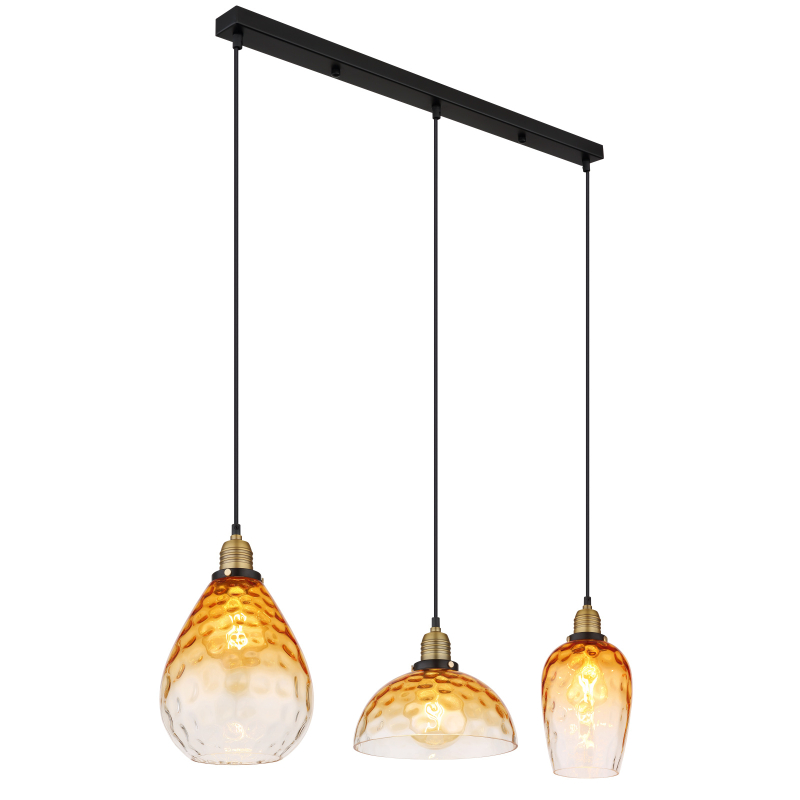 Suspensie de interior SALVY - Art. 15786-3H, Globo, Chihlimbar/Negru