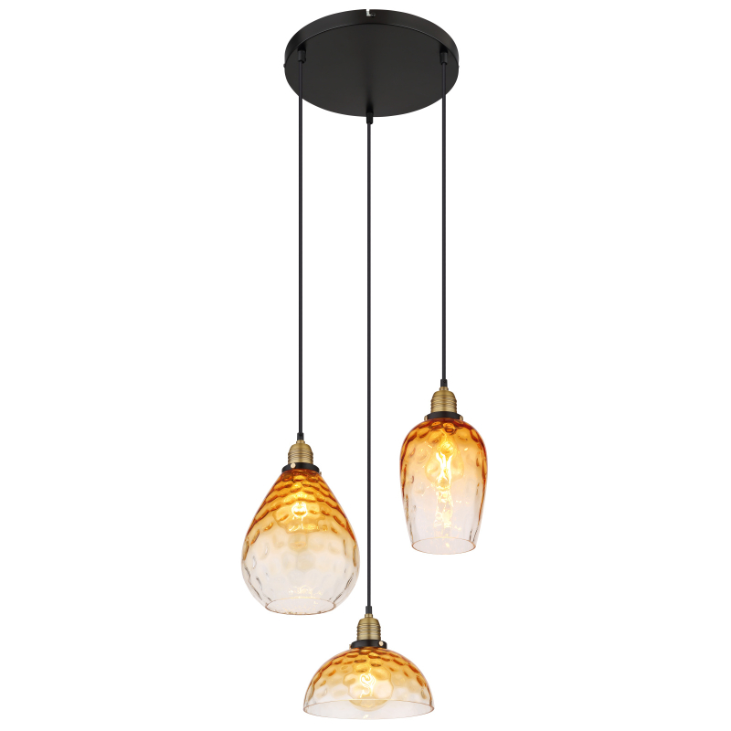 Suspensie de interior SALVY - Art. 15786-3H1, Globo, Chihlimbar/Negru