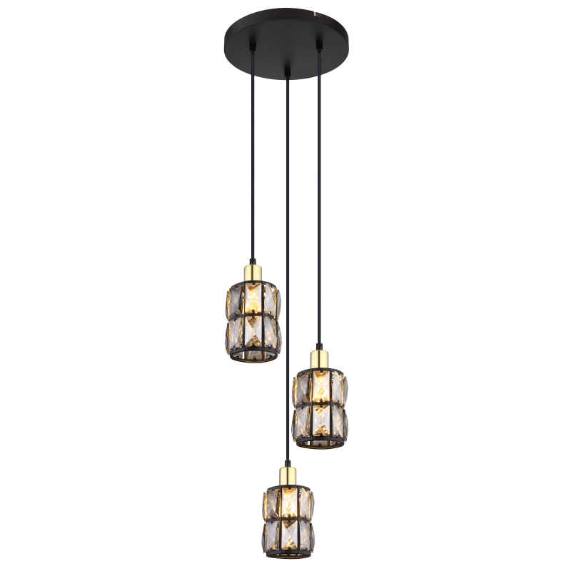 Suspensie de interior WOLLI - Art. 15761-3B, Globo, Negru/Fumuriu