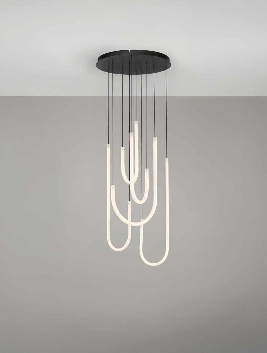 Lustra Nova Luce Topaz, negru mat, LED, 55W, 3850 lumeni, 3000K, D.50 cm, 9100150