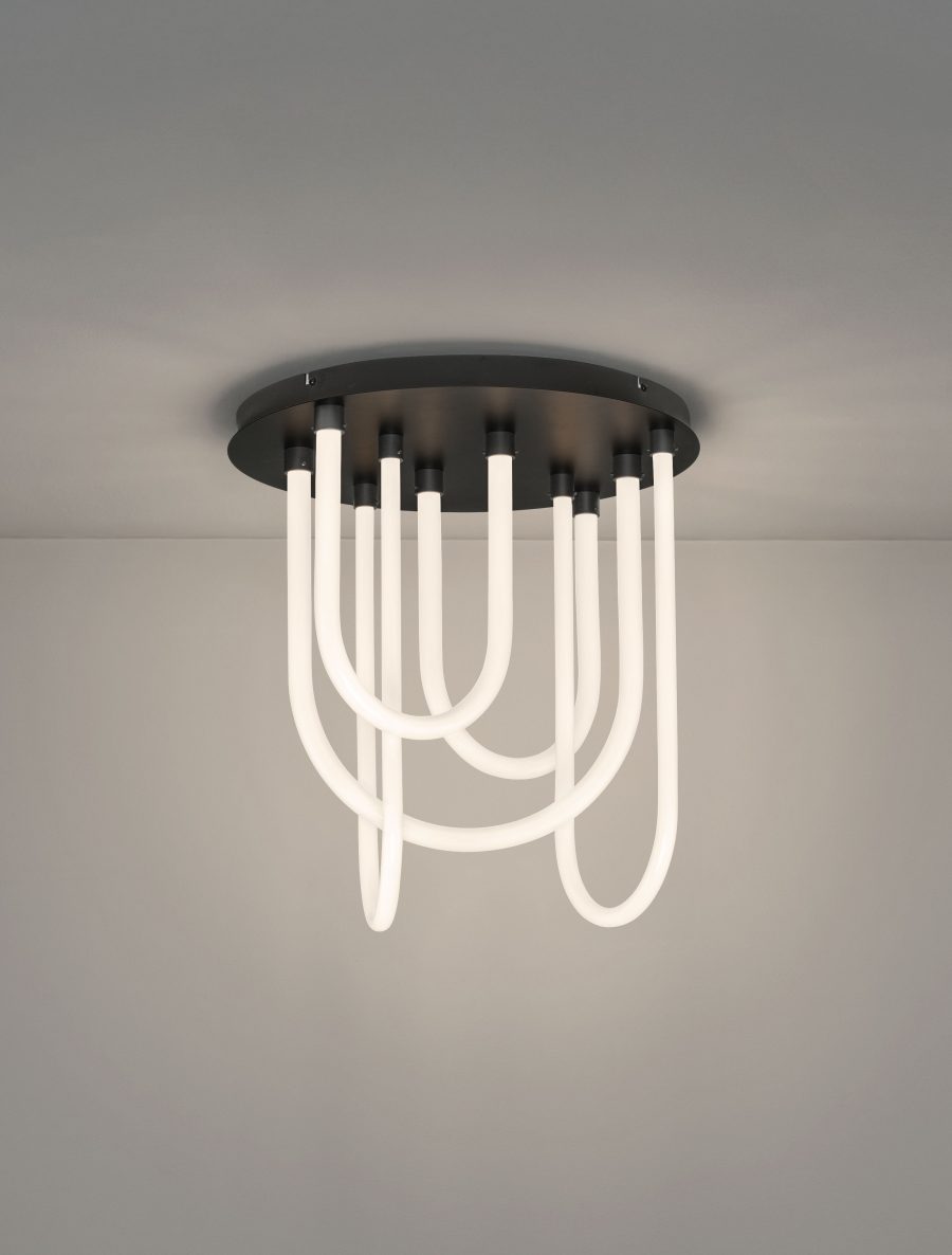 Plafoniera Nova Luce Topaz, negru mat, LED, 55W, 3850 lumeni, 3000K, D.50 cm, 9100152