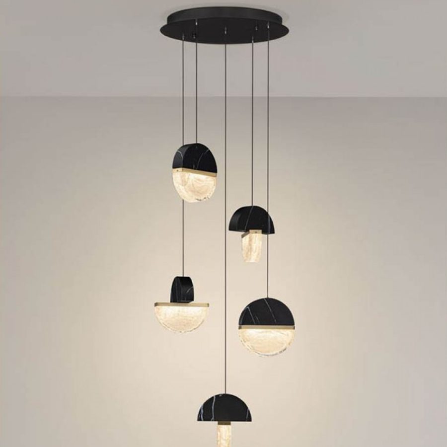 Lustra Nova Luce Dorin, marmura neagra, LED, 30W, 2168 lumeni, 3000K, D.46 cm, 9214174