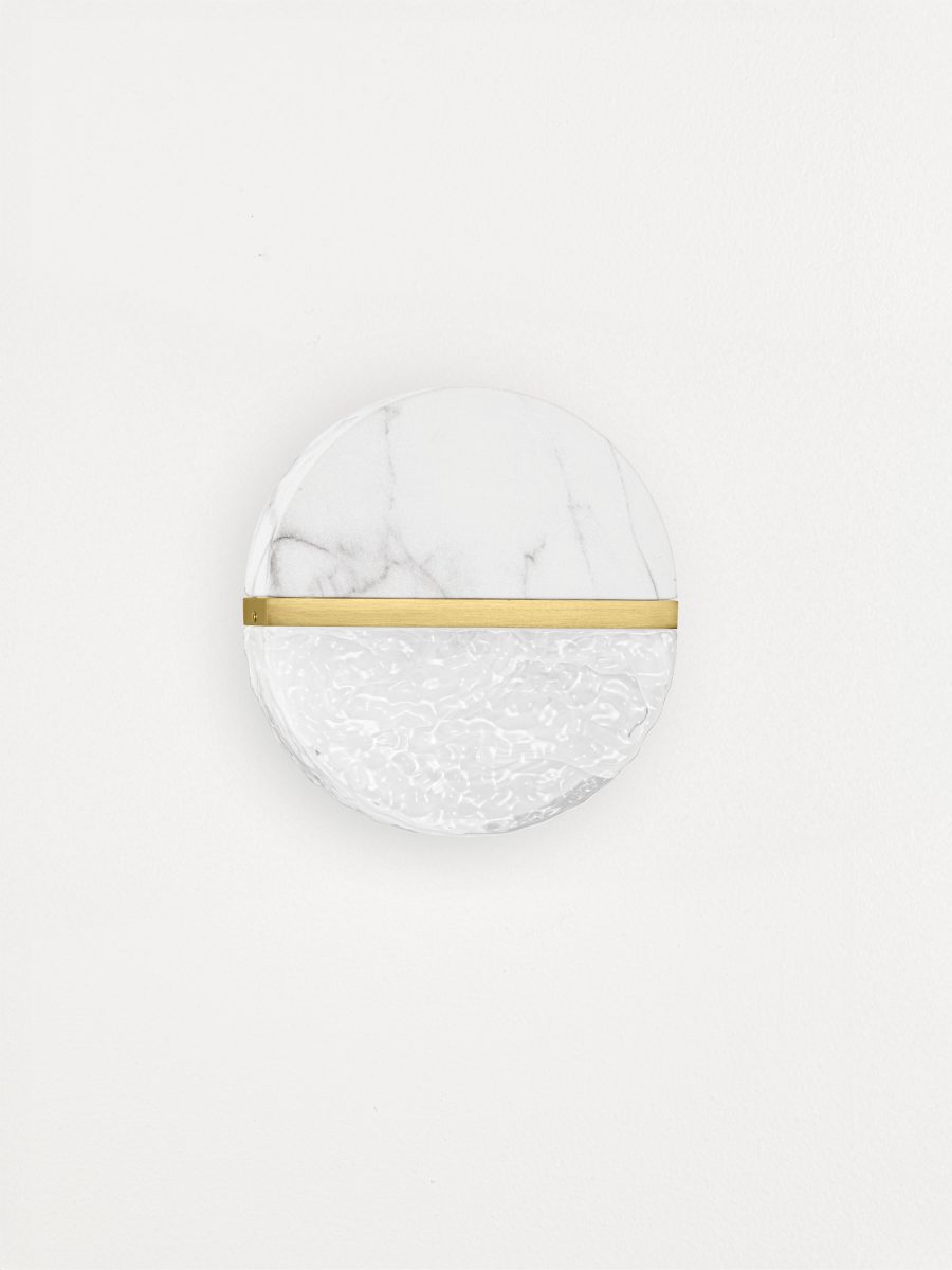 Aplica Nova Luce Dorin, marmura alba, LED, 7W, 431 lumeni, 3000K, D.16 cm, IP44, 9214196