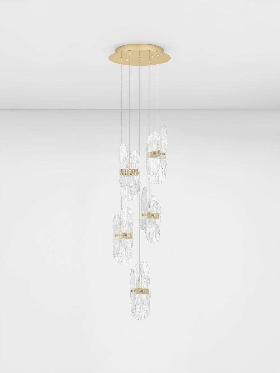 Lustra Nova Luce Lucien, auriu, LED, 34W, 2260 lumeni, alb cald 3000K, D.30 cm, 9214202