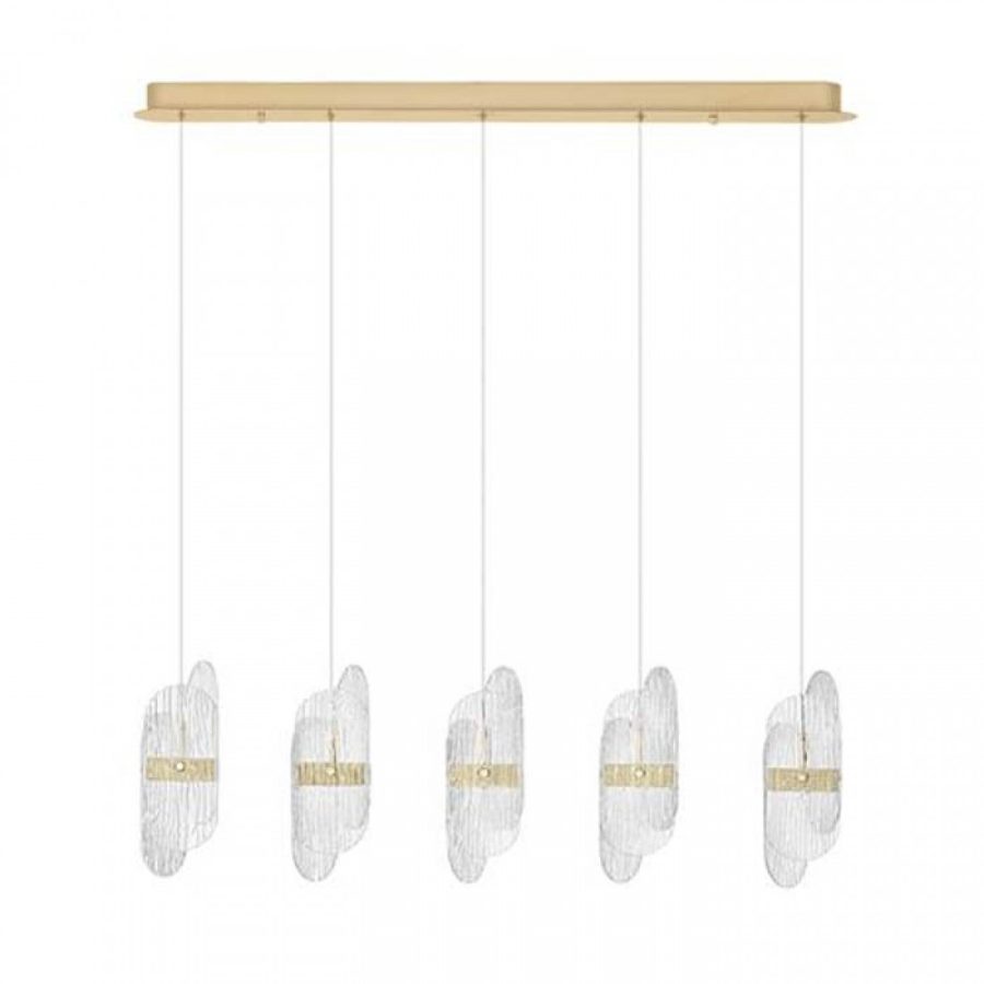 Lustra Nova Luce Lucien, auriu, LED, 34W, 2595 lumeni, alb cald 3000K, L.96 cm, 9214204