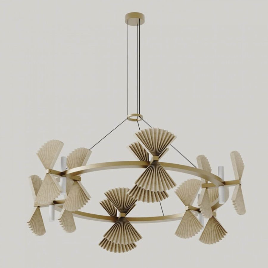 Lustra Aromas Hita, auriu antic, hartie pergament, 12xG9, D.90 cm, C1356/6