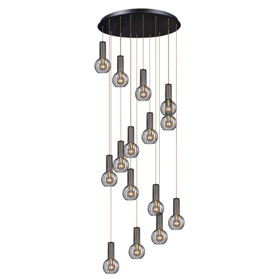 Suspensie de interior KP-15 - ARVI BLACK, Kaja Lighting, Negru/Auriu