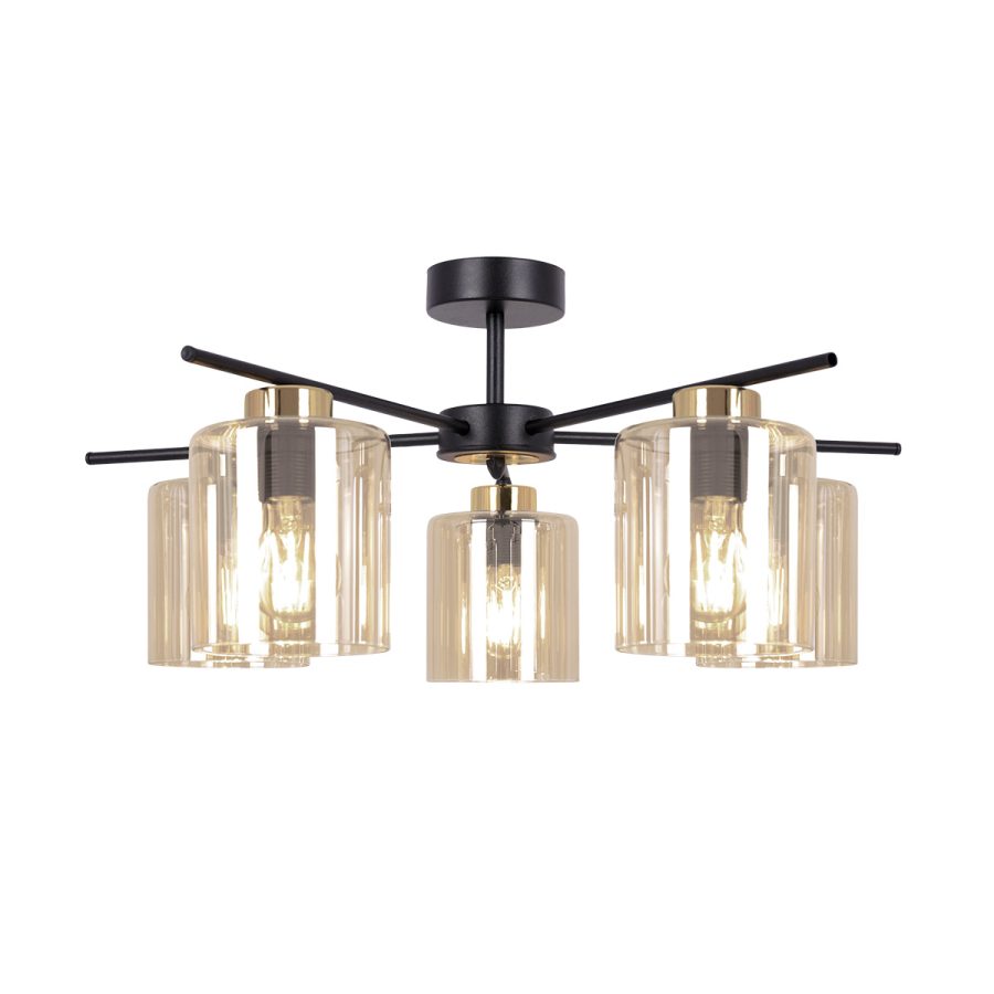 Lustră de interior K-5522 - AURELIA, Kaja Lighting, Negru/Auriu/Chihlimbar