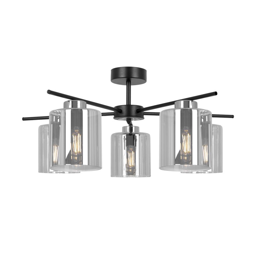 Lustră de interior K-5527 - LUNA, Kaja Lighting, Negru/Grafit/Argintiu