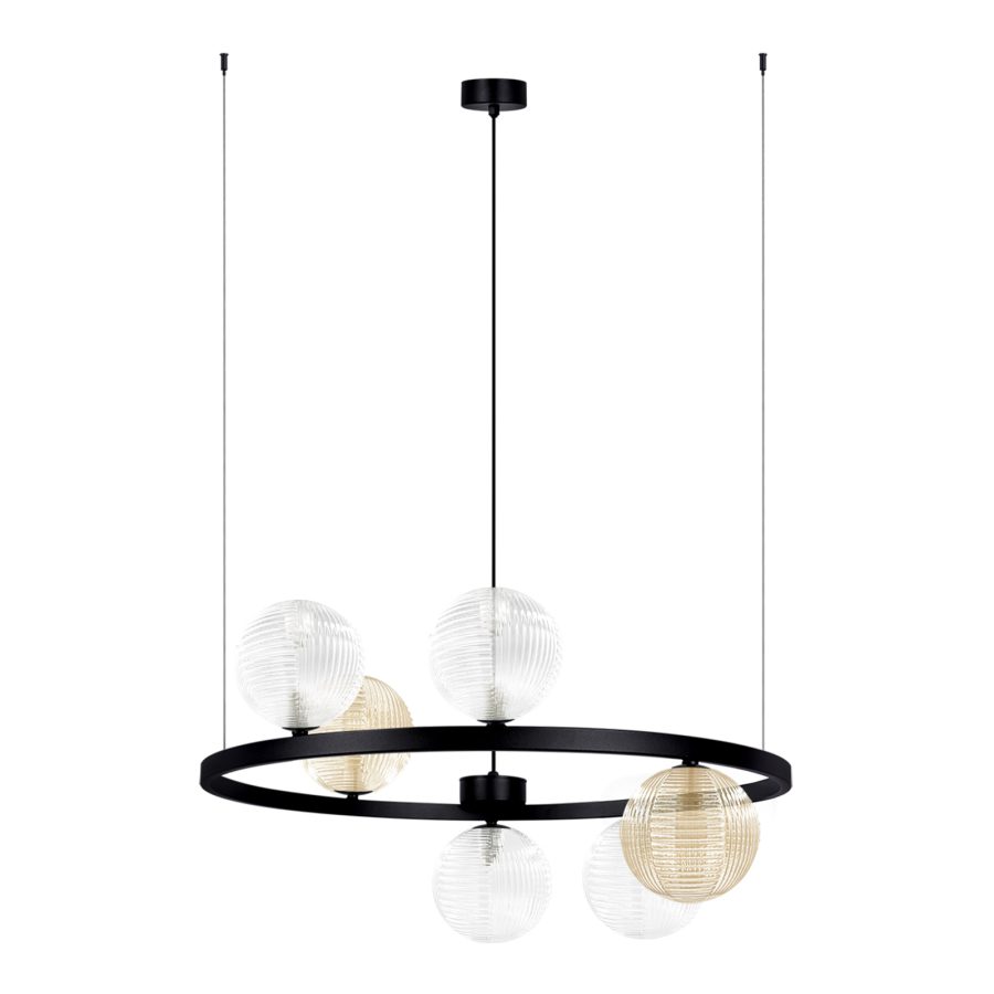 Suspensie de interior K-5697 - SATURNO, Kaja Lighting, Transparent/Chihlimbar/Negru
