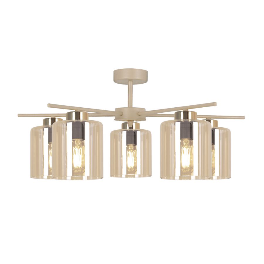 Lustră de interior K-5812 - VANES, Kaja Lighting, Chihlimbar/Bej/Auriu