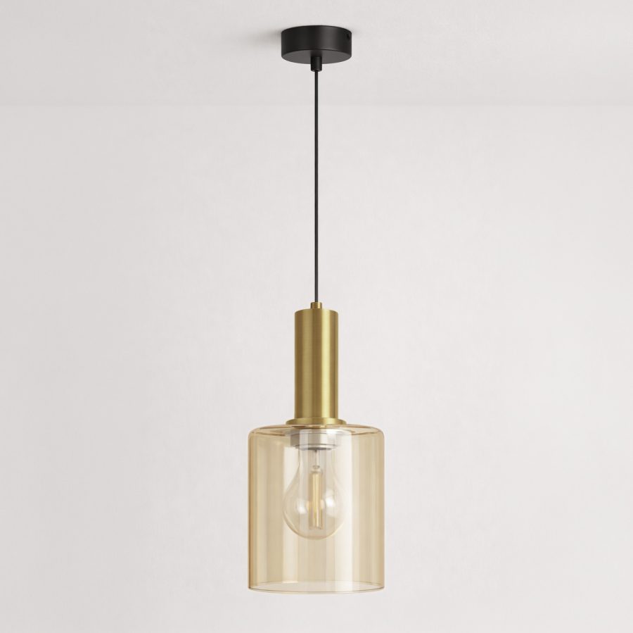 Suspensie de interior K-5875 - AIGO, Kaja Lighting, Negru/Chihlimbar/Patină