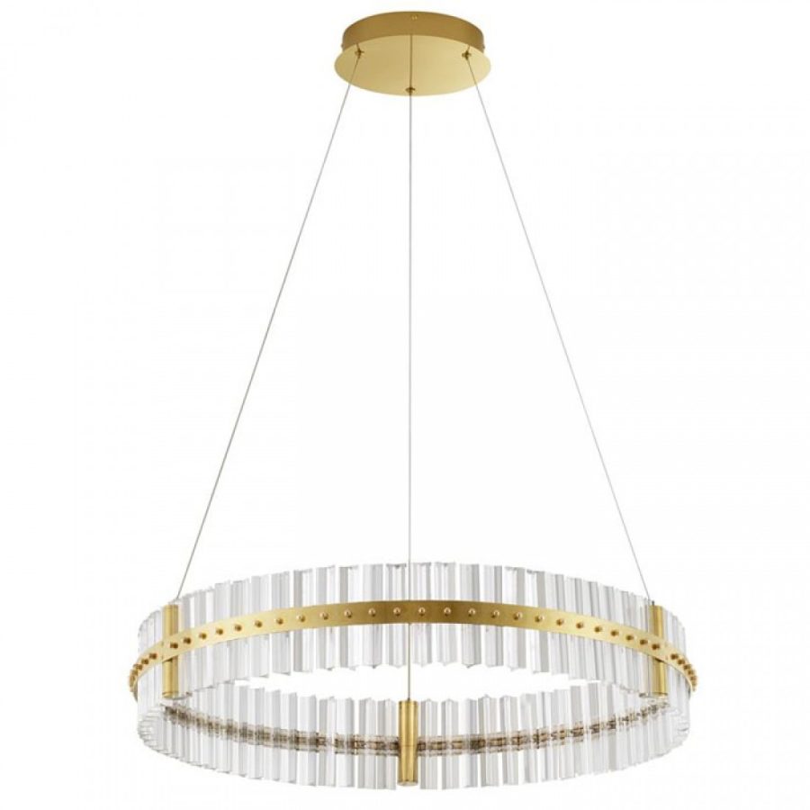 Suspensie Nova Luce Olimpia, auriu, LED, 56W, 6339 lumeni, alb cald 3500K, D.78 cm, 9019734