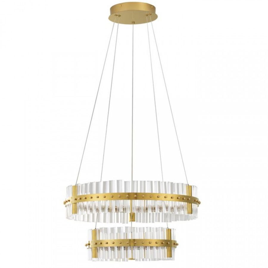 Suspensie Nova Luce Olimpia, auriu, LED, 67W, 5709 lumeni, alb cald 3500K, D.60 cm, 9019735