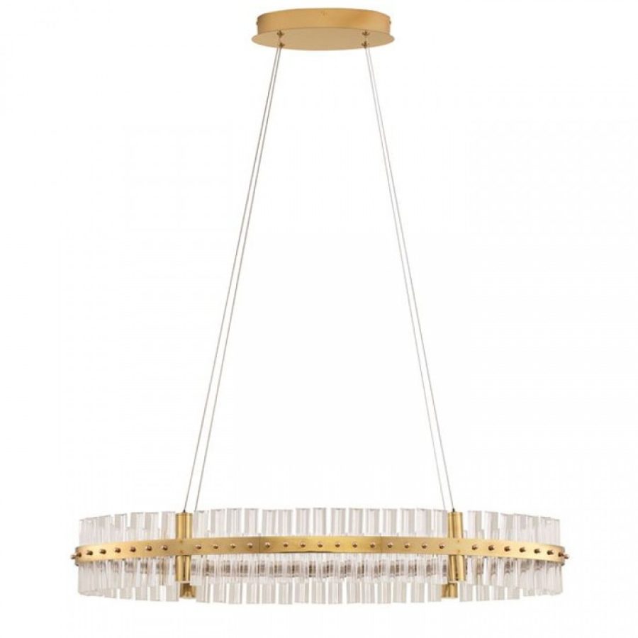 Suspensie Nova Luce Olimpia, auriu, LED, 45W, 4402 lumeni, alb cald 3500K, L.90 cm, 9019736