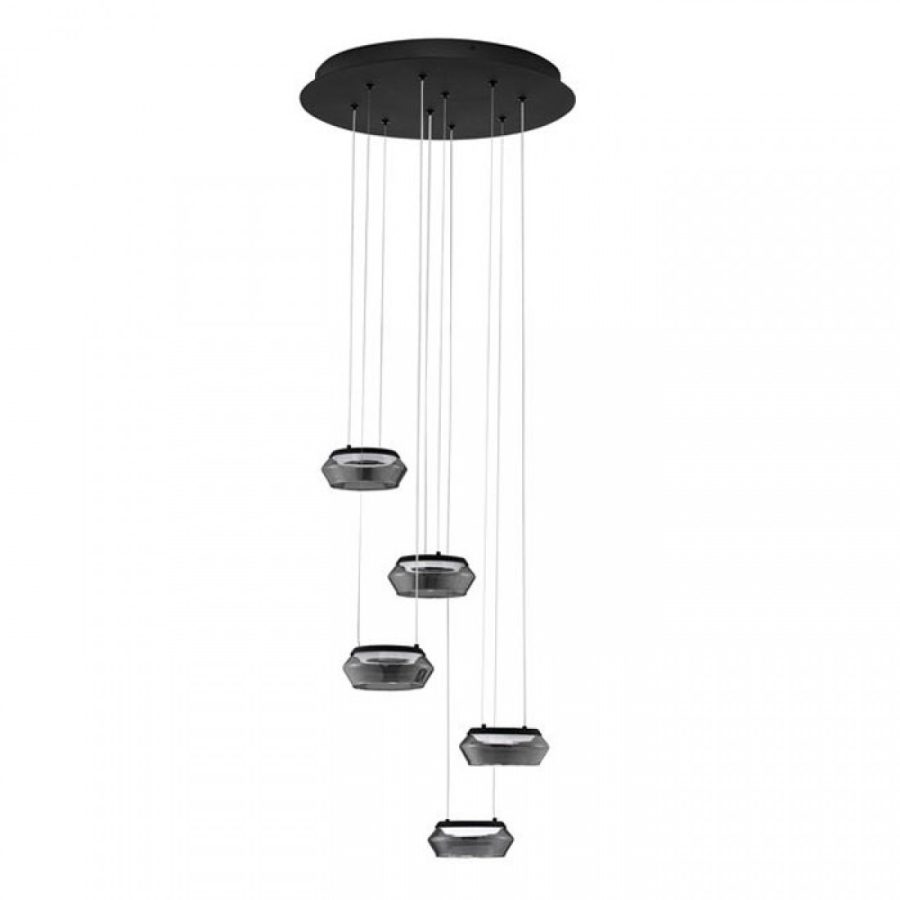 Lustra Nova Luce Jailyn, negru, LED, 40W, 1600 lumeni, alb cald 3000K, D.45 cm, 9236103