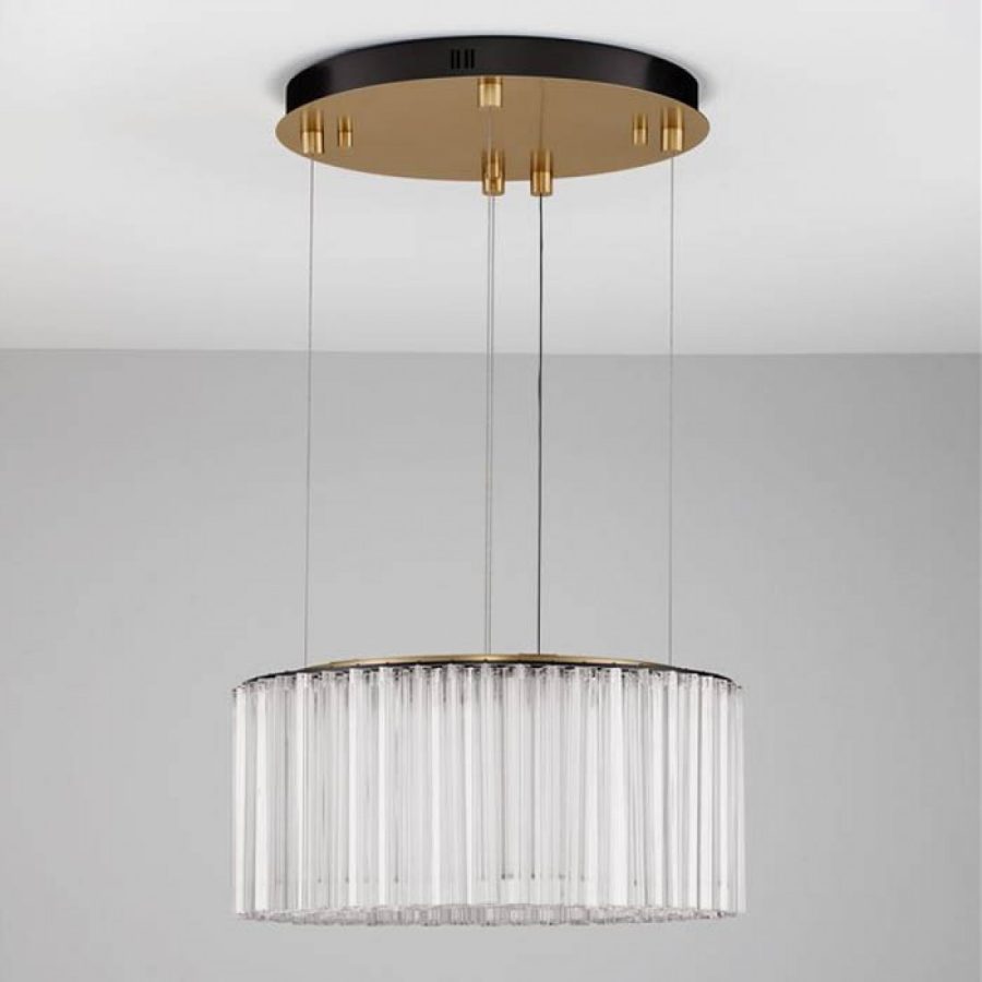 Suspensie Nova Luce Nol, alama antica, LED, 49W, 3185 lumeni, 3000K, D.68 cm, 9333201