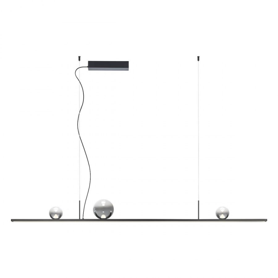Suspensie Redo Dune, negru mat, LED, 48W, 2296 lumeni, alb cald 3000K, L.150 cm, 01-4302